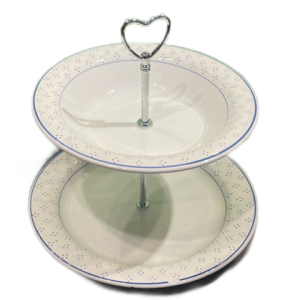 Etagere „Blaue Punkterl und Herz“