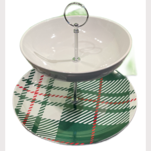 Etagere „Karo mit viel Grün mit weißem Teller“