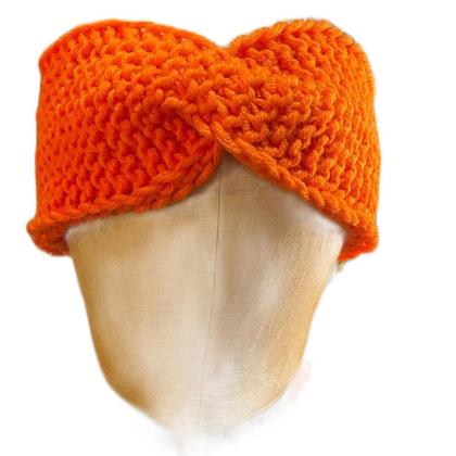 Stirnband - Turban- Orange -Glatt/verkehrt