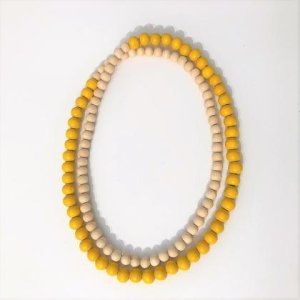 Kette – Holzperlen – Natur/Gelb