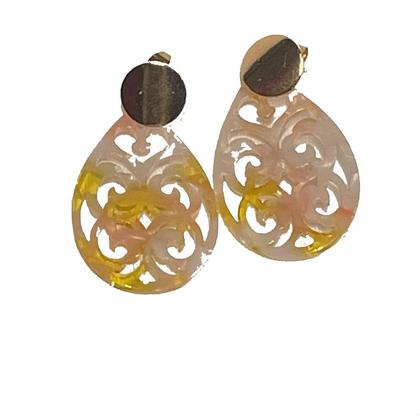 Ohrringe - Relief Rosa-Gelb