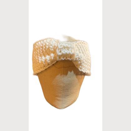 Stirnband - Turban- Weiß -Glatt/verkehrt