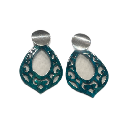 Ohrringe - Resin BogenPetrol