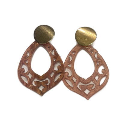 Ohrringe - Resin Bogen Altrosa mit Goldschimmer