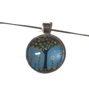 Kette – Baum mit Blüten, Vogel und Blumen