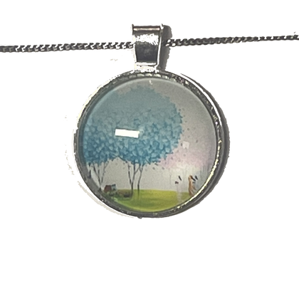 Kette - Bäume Rosa und Hellblau