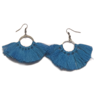 Ohrringe – Ring mit Quasten – Blau