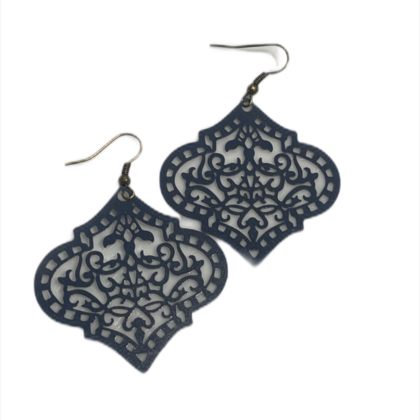 Ohrringe Ornament Blau oder Taupe