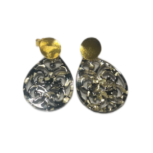 Ohrringe – Tropfenform klein Schwarz/Gold