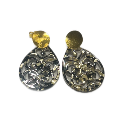 Ohrringe - Tropfenform klein Schwarz/Gold