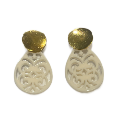 Ohrringe - Tropfenform klein Cremeweiß