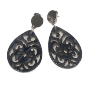 Ohrringe – Tropfenform klein Grau