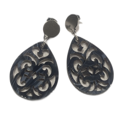 Ohrringe - Tropfenform klein Grau