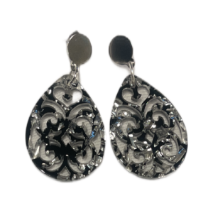 Ohrringe – Tropfenform klein Schwarz/Silber