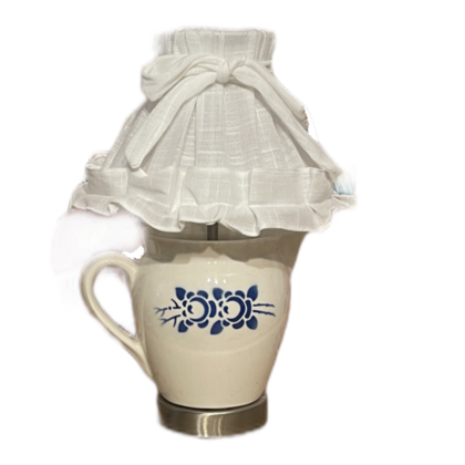 Kannenlampe - Weiß mit blauen Blümchen