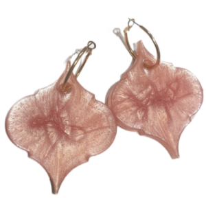 Ohrringe Barock-Ornament-Resin Rosa