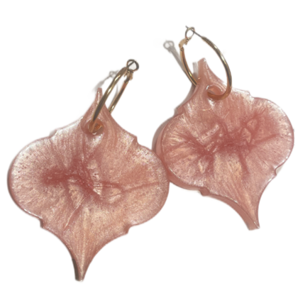 Ohrringe Barock-Ornament-Resin Rosa