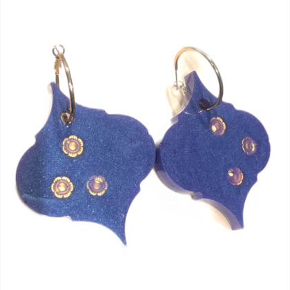 Ohrringe Barock-Ornament-Resin Lila