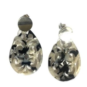 Ohrringe – Resin Tropfen Schwarz/Weiß