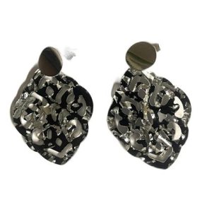 Ohrringe Ornament-Resin – Schwarz mit Metallflocken