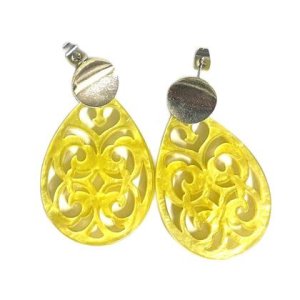 Ohrringe – Resin Ornament Tropfen klein Gelb