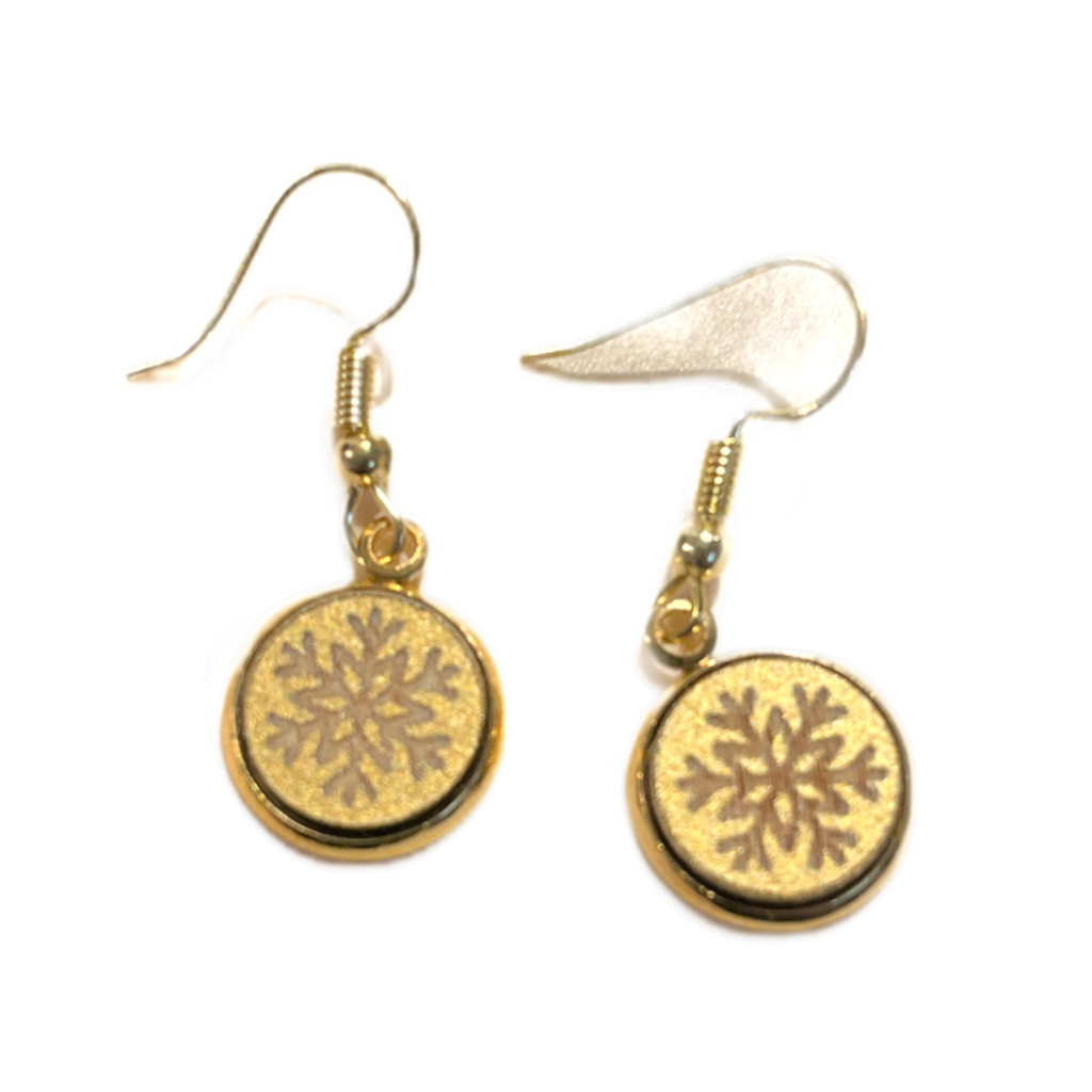 Ohrring - Schneeflocke Holz