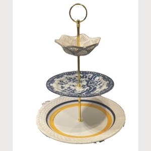 Etagere „Blau/Gelb geblümt“