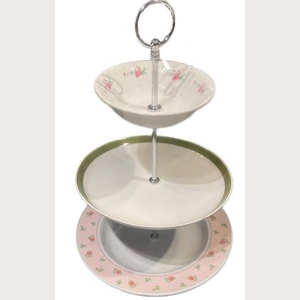 Etagere "rosa Röschen und Grün"