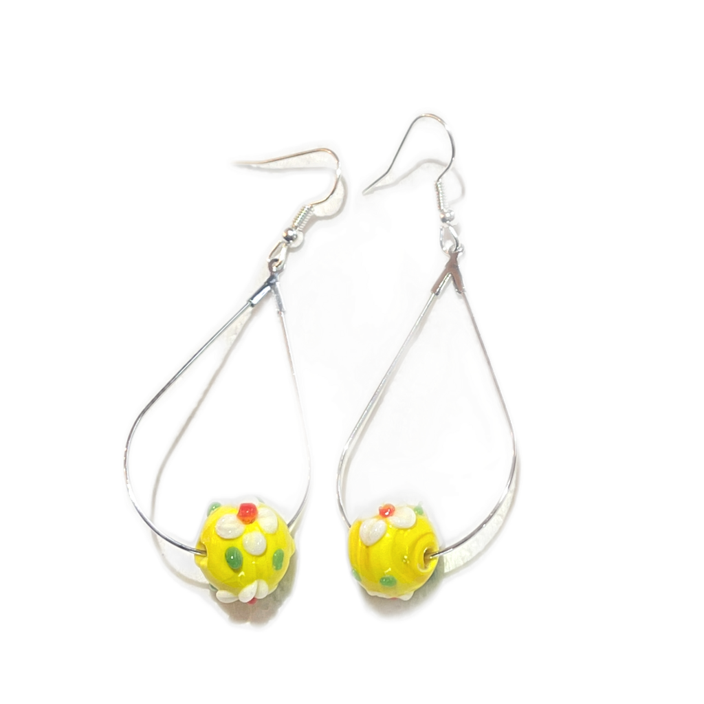 Ohrringe -Glasperle Blumen