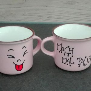 Espressobecher „Pause“ rosa, Design 1