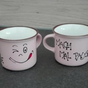 Espressobecher „Pause“ rosa, Design 2