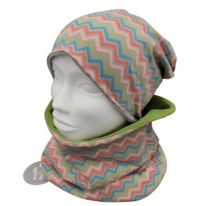 DAMEN- SET (WENDEHAUBE+XXL-LOOPSCHAL) „Zick- Zack“
