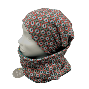 DAMEN- SET (WENDEHAUBE+XXL-LOOPSCHAL) „Retro- Muster“