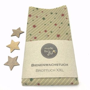 BIENENWACHSTUCH XXL – BROTTUCH – STERNE beige