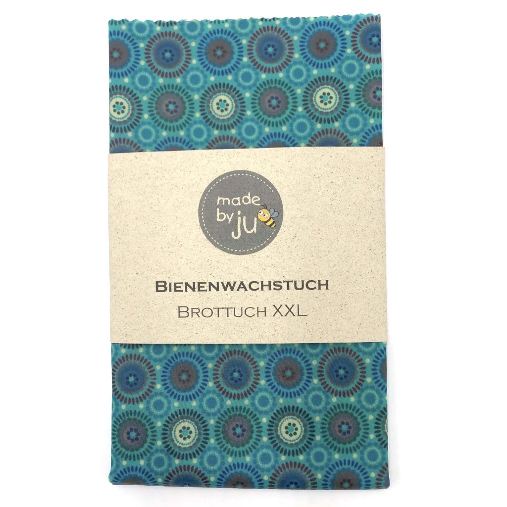 XXL- BROTTUCH (Bienenwachstuch) - KREISE türkis