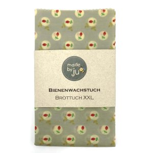 BIENENWACHSTUCH XXL – BROTTUCH – Tulpen im Kreis grau