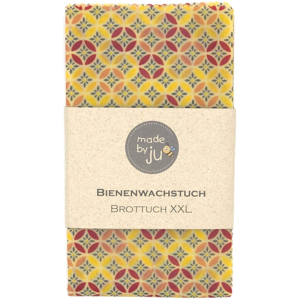 BIENENWACHSTUCH XXL - BROTTUCH - MUSTER GELB/CREME/ROSA