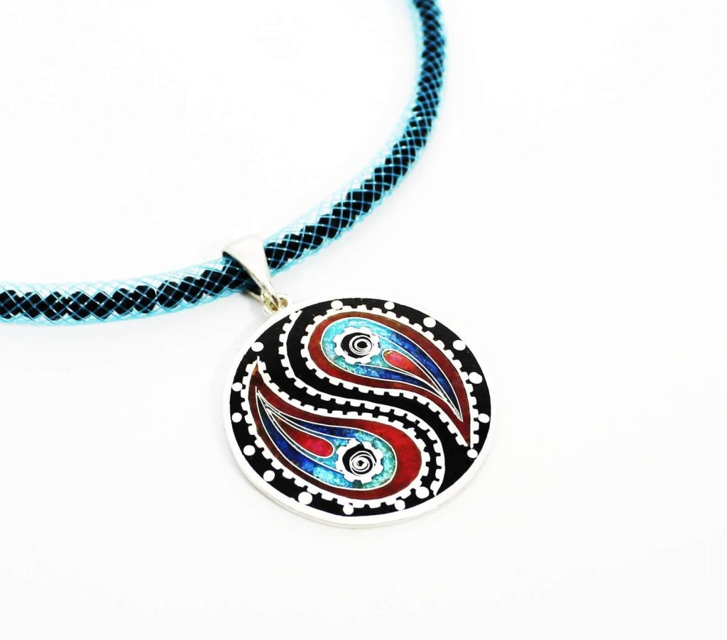 Anhänger "Yin & Yan"von Cloisonne Enamel, Handarbeit, Unikat