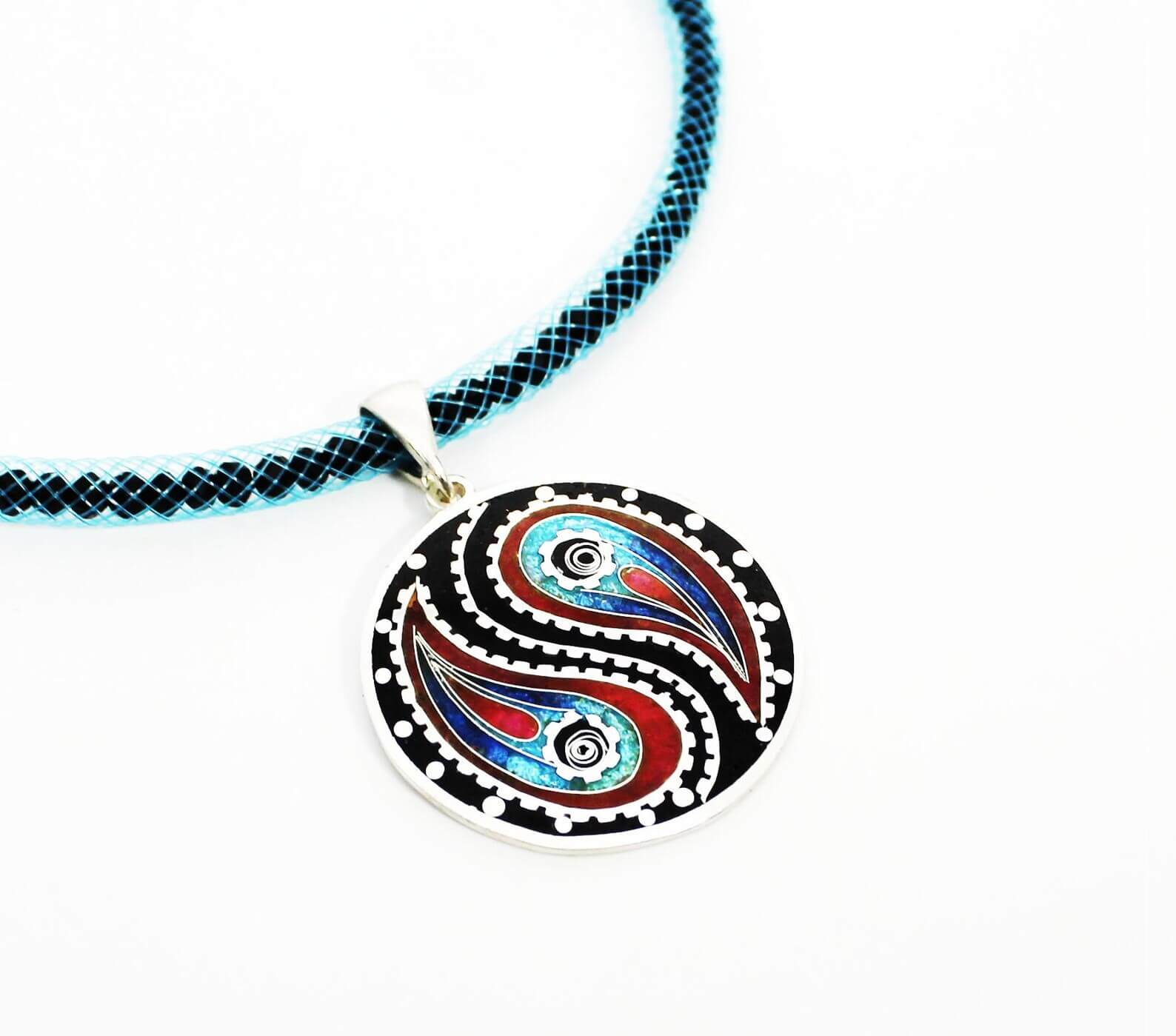 Ohrringe Yin & Yang von Cloisonne Enamel, Handarbeit, Unikat - Image 4