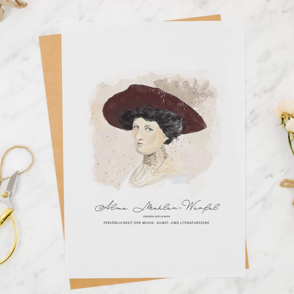 Grußkarte Portrait Alma Mahler-Werfel