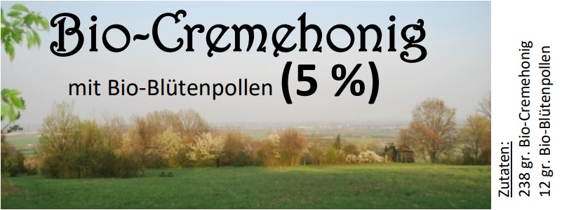 Bio-Cremehonig mit 5 % BIO-Blütenpollen