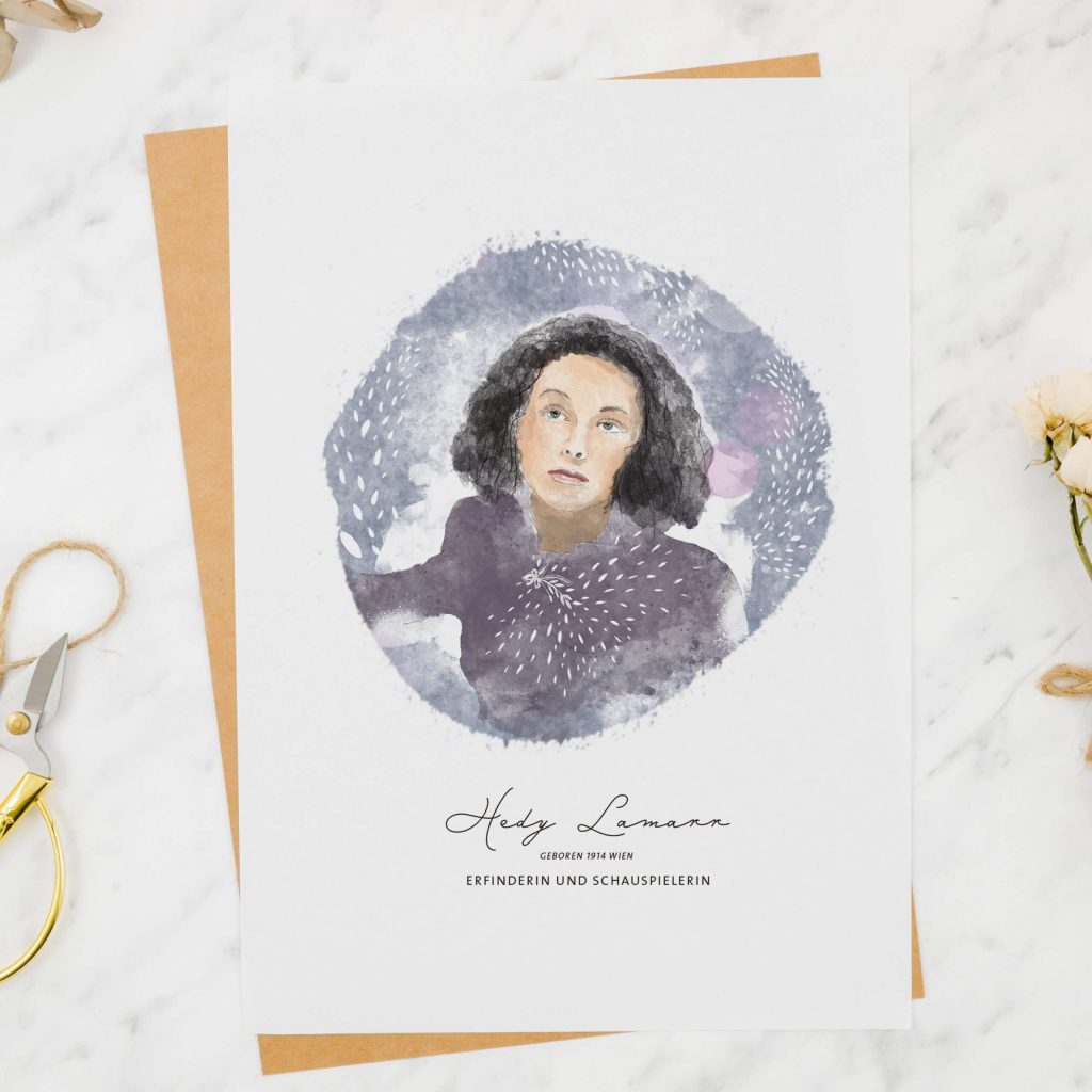 Grußkarte Portrait Hedy Lamarr