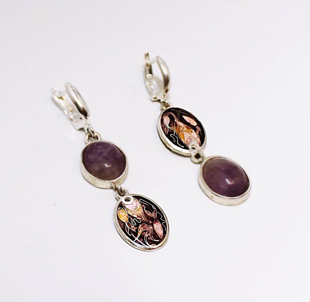 Ohrringe von Cloisonne Enamel,Handarbeit,unikat