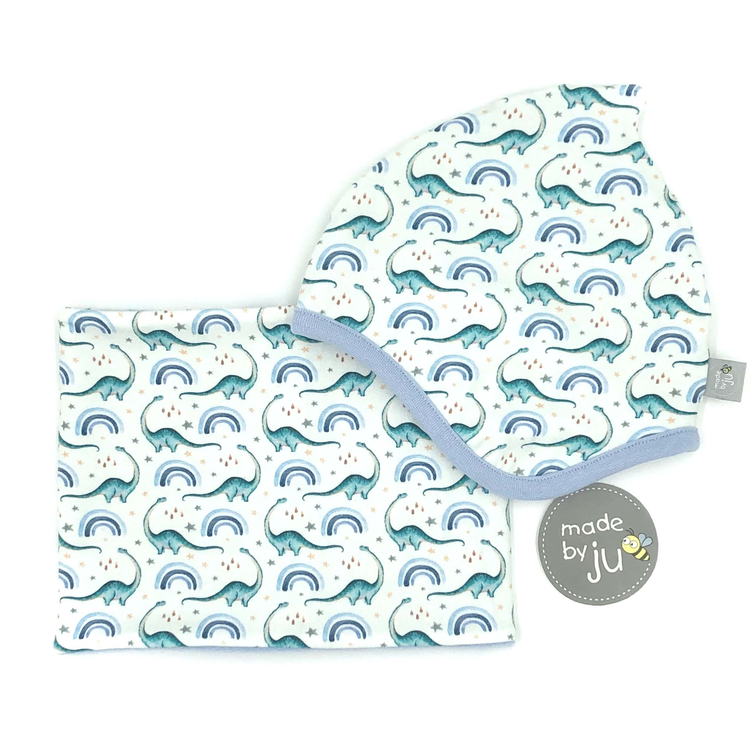 SET WINTER- HAUBE + LOOPSCHAL - DINOS (Größe wählbar)