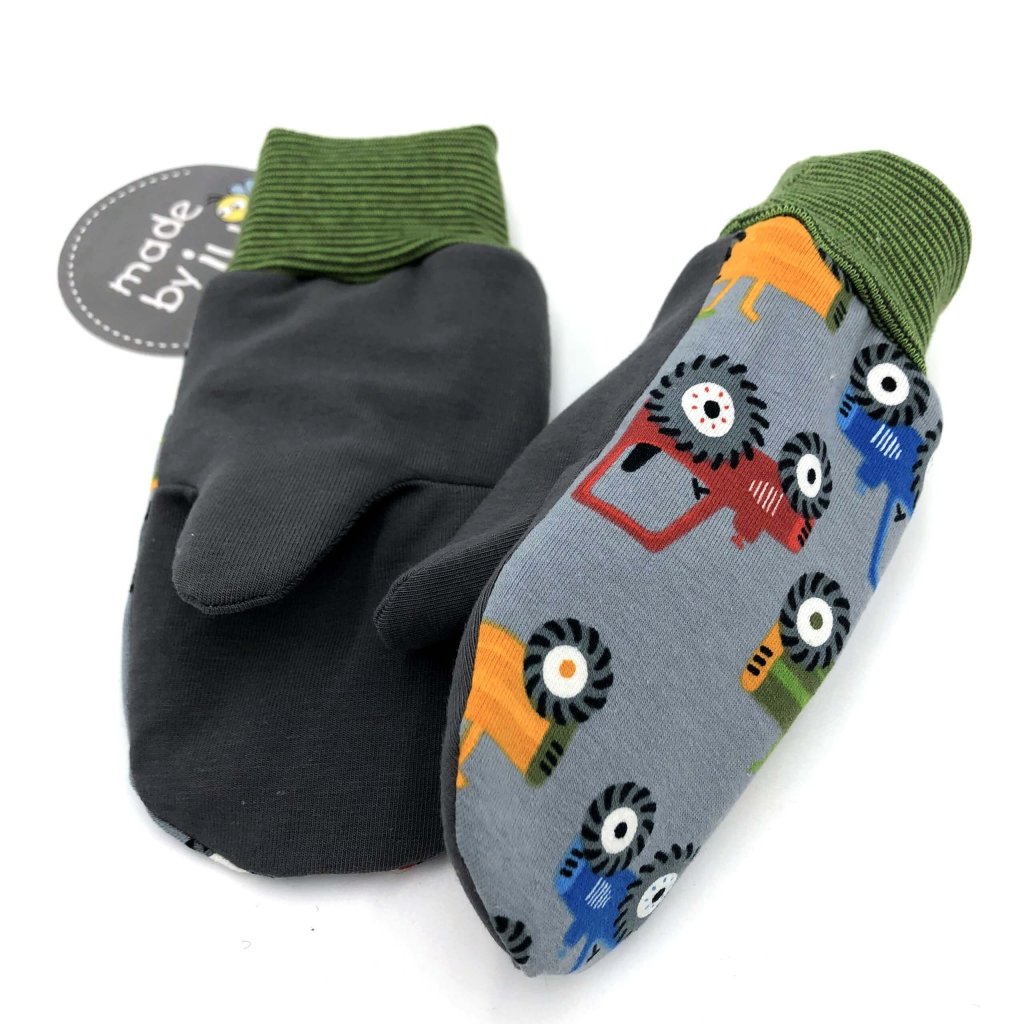 FÄUSTLINGE TRAKTOR bunt grau - Größe wählbar (gefüttert)