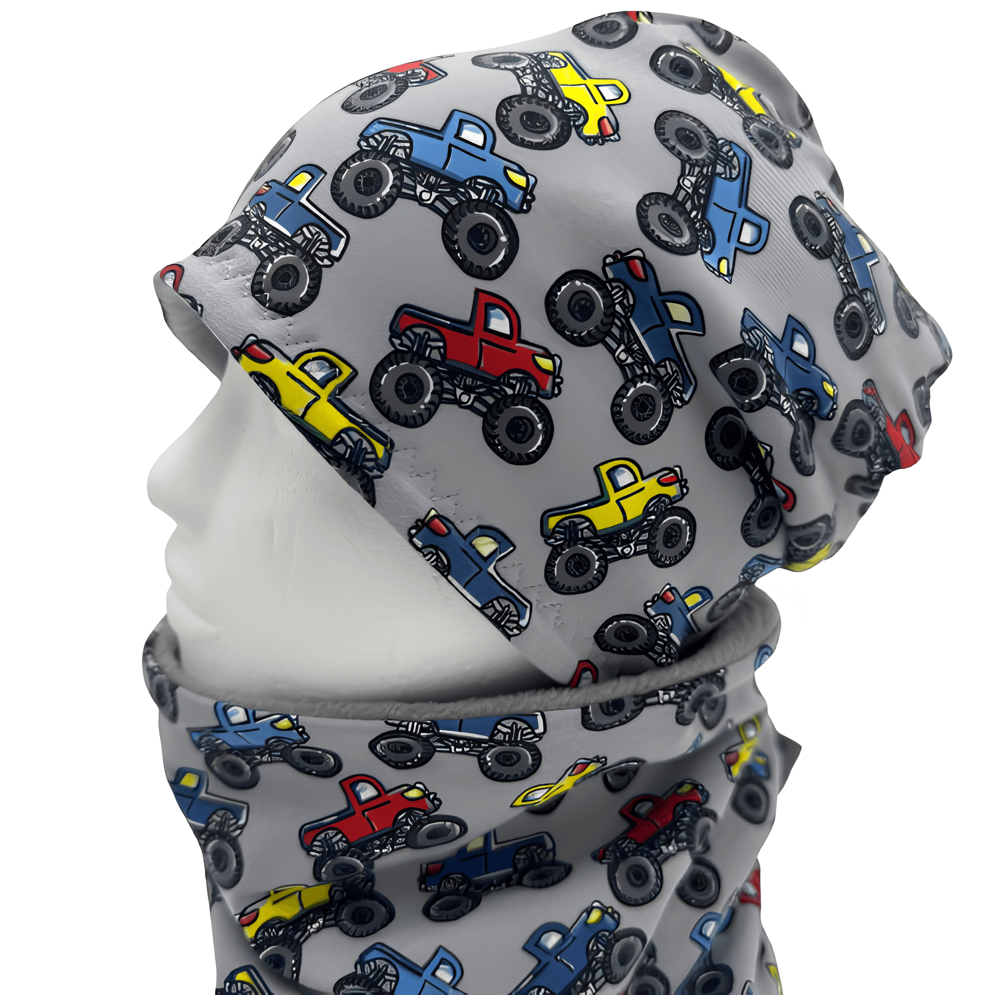 SET HAUBE+LOOPSCHAL MONSTERTRUCKS grau (Ausführung und Größe wählbar) - Image 2