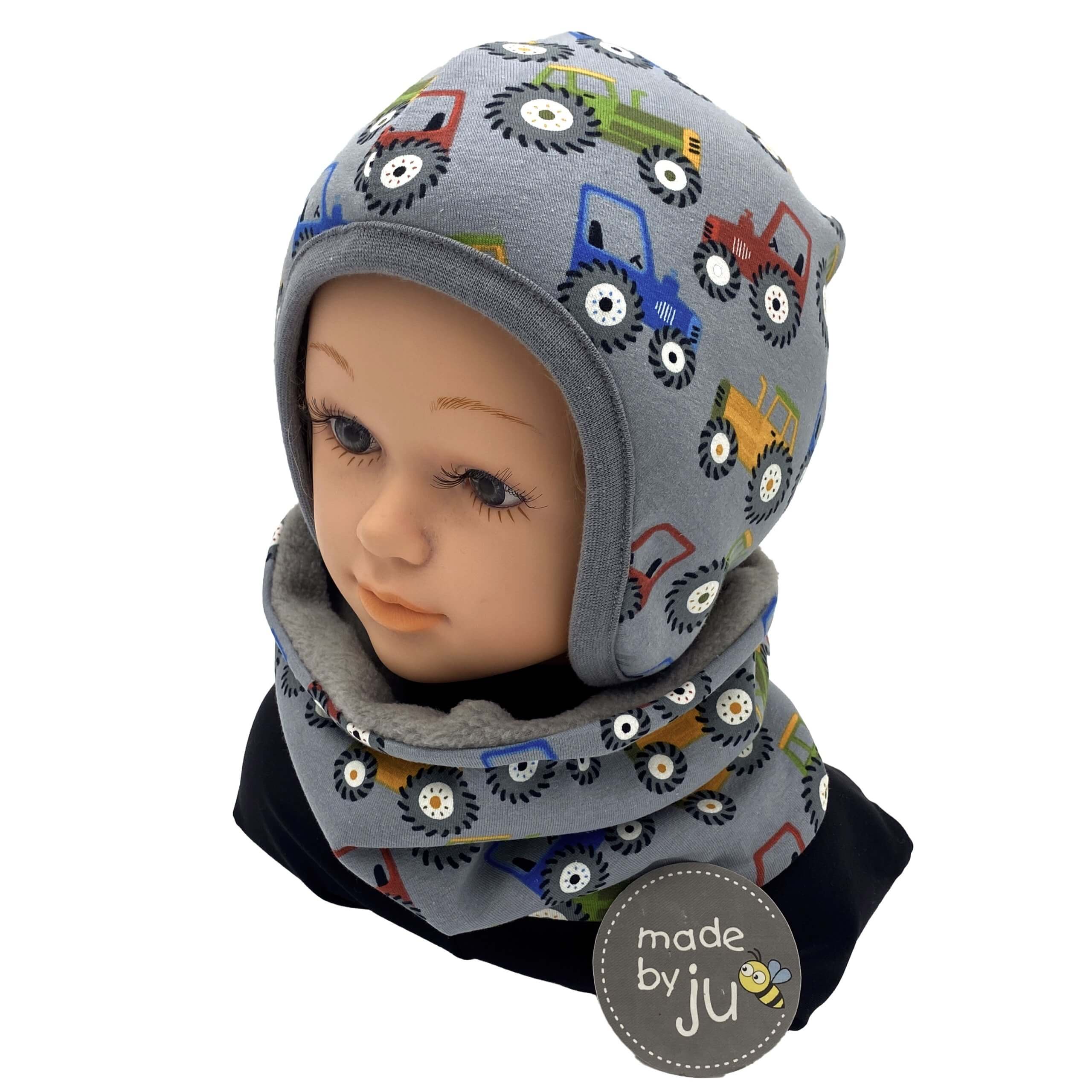 SET WINTER- HAUBE + LOOPSCHAL - PUNKTE ROSA (Größe wählbar) - Image 3