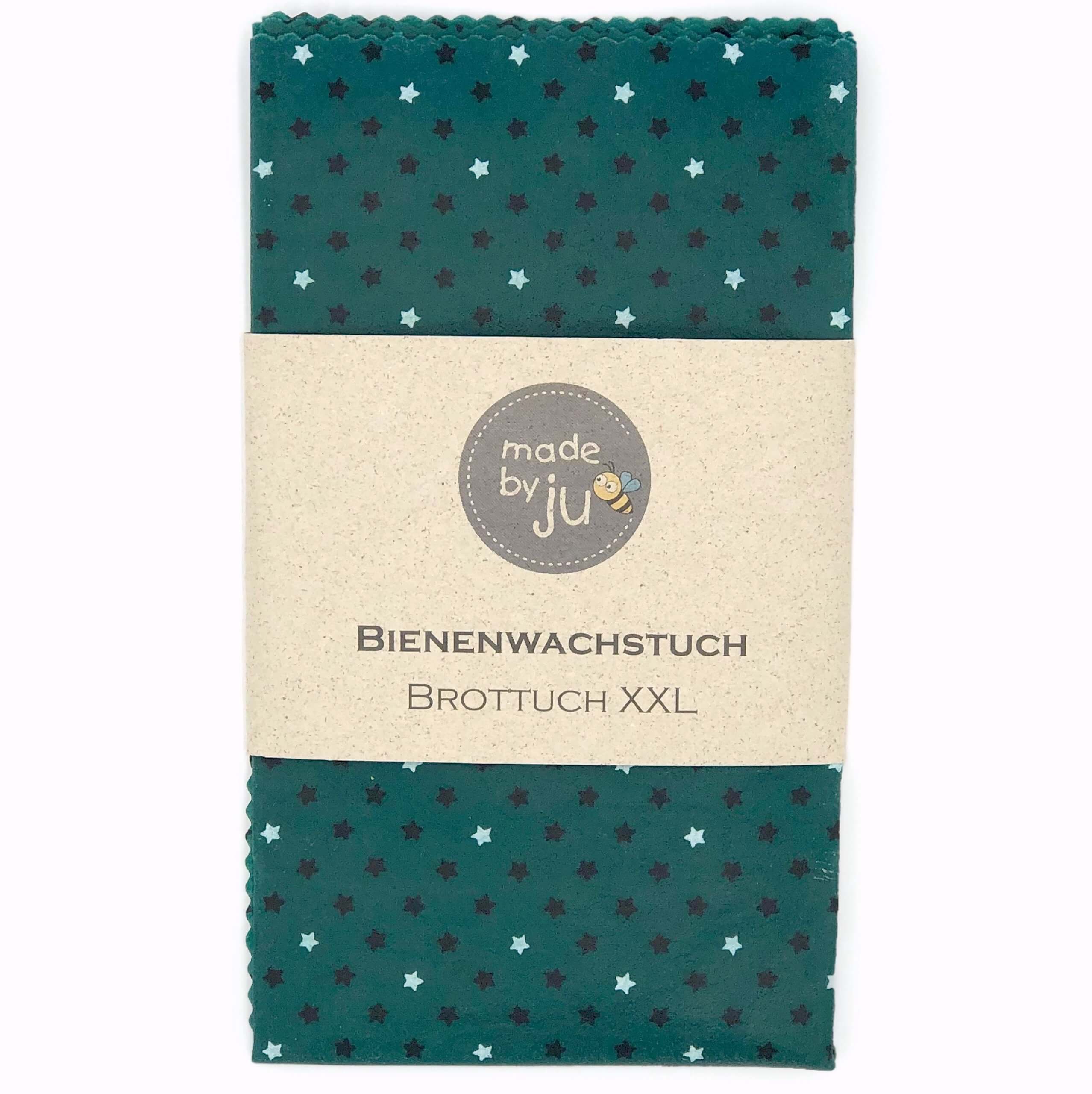 BIENENWACHSTUCH XXL - BROTTUCH - Sterne petrol