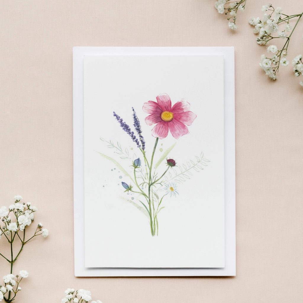 Zarte Grußkarte Blumenstrauß