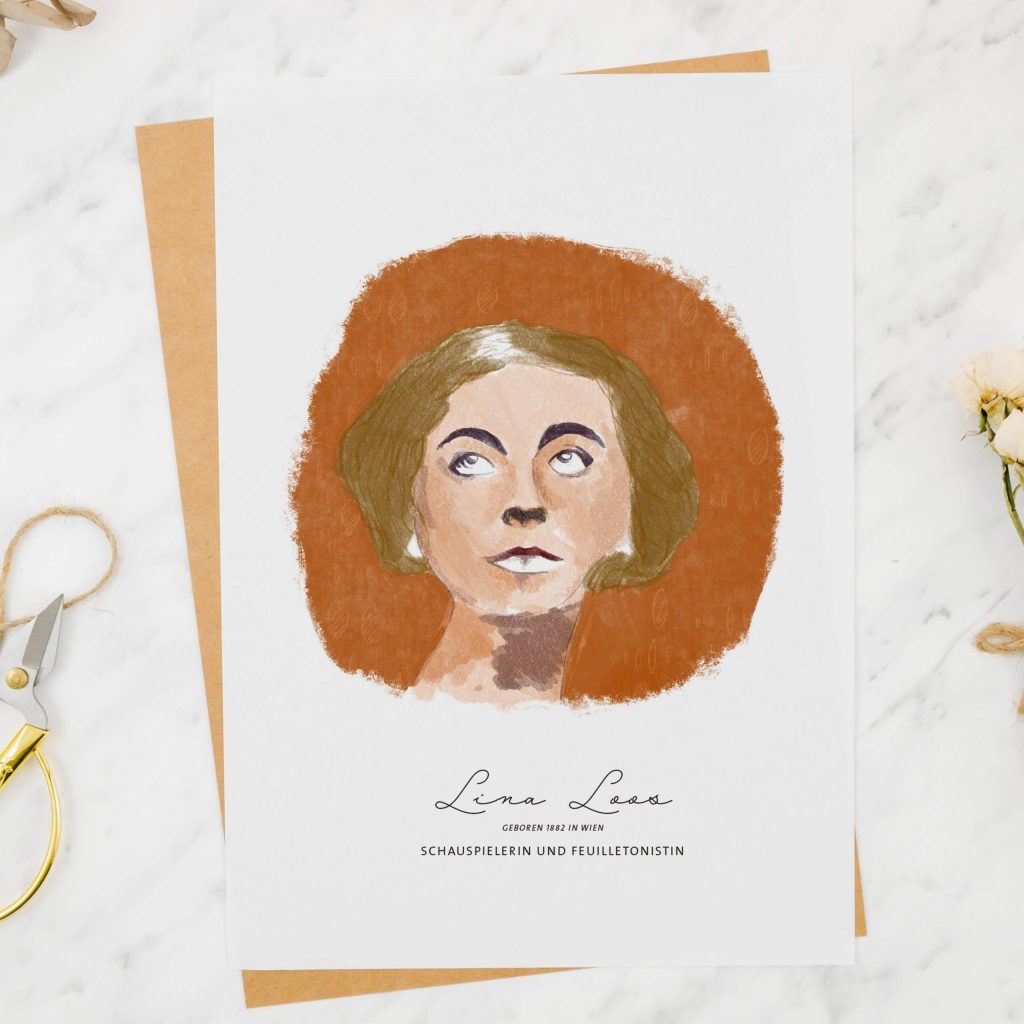 Grußkarte Portrait Lina Loos